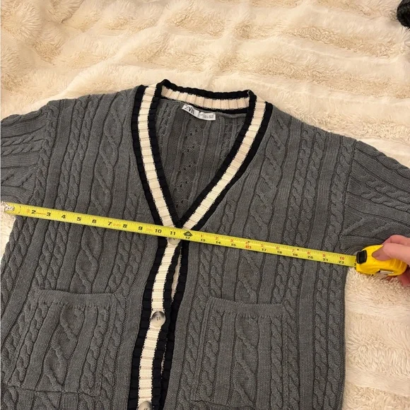 Zara Charcoal Cable Knit Cardigan - Picture 3 of 6